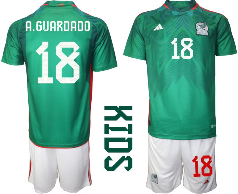 Youth 2022 World Cup National Team Mexico home green 18 Soccer Jersey